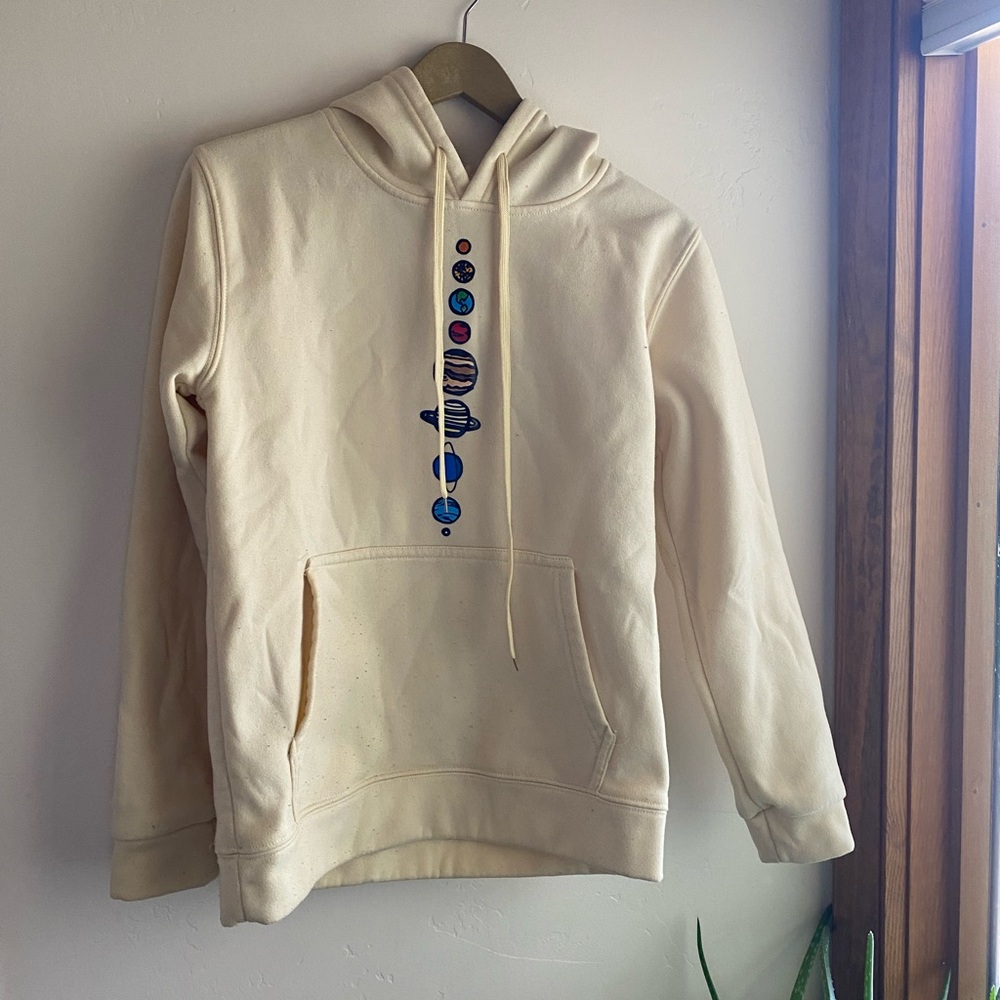 Cream Hoodie with Planet Design